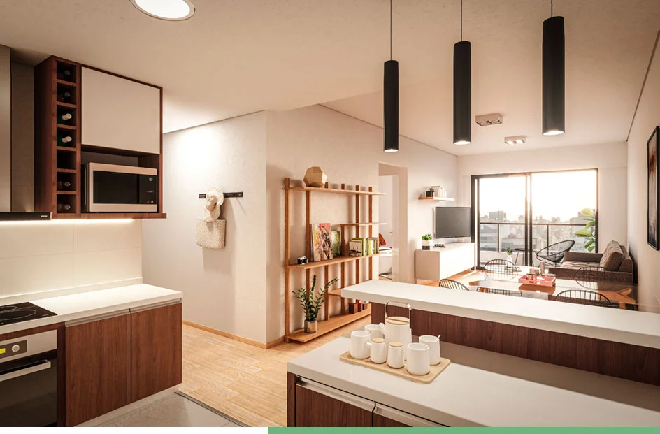 3 ambientes living cocina